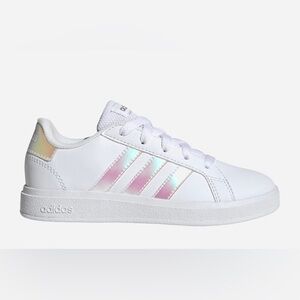 🆕 Women’s ADIDAS White Iridescent GRAND COURT sneakers. Size 10. New in box